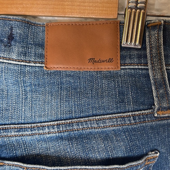 Madewell Slim Straight Jeans Distressed Exposed Button Front Faded Sz 25 - Picture 9 of 13